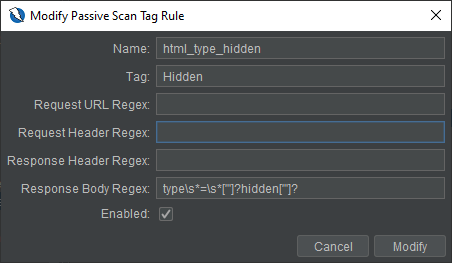 Hidden Tag configuration