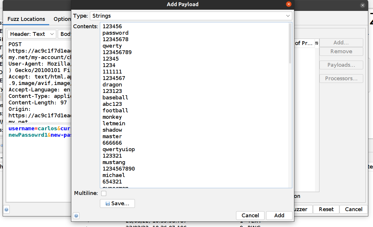 Add Passwords in Fuzzer