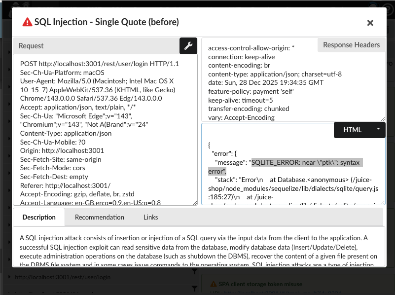 Sending a request into PTK Request Builder