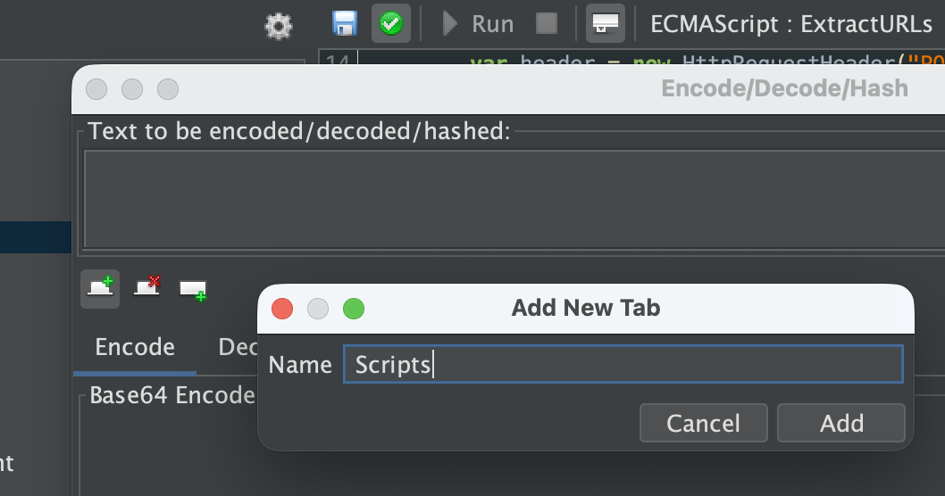 Add a tab in the Encode/Decode/Hash dialog