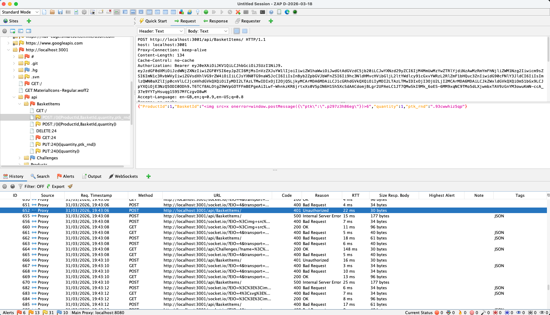 Pivot from alert to request/response