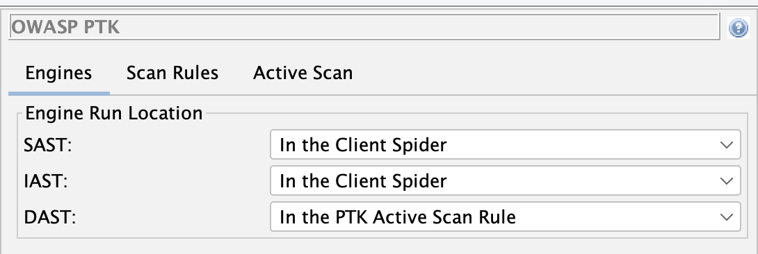 OWASP PTK Engines Options