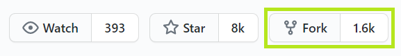 The fork button on GitHub
