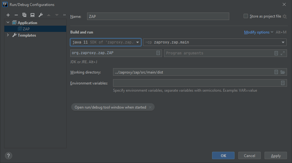 IntelliJ Run Configuration