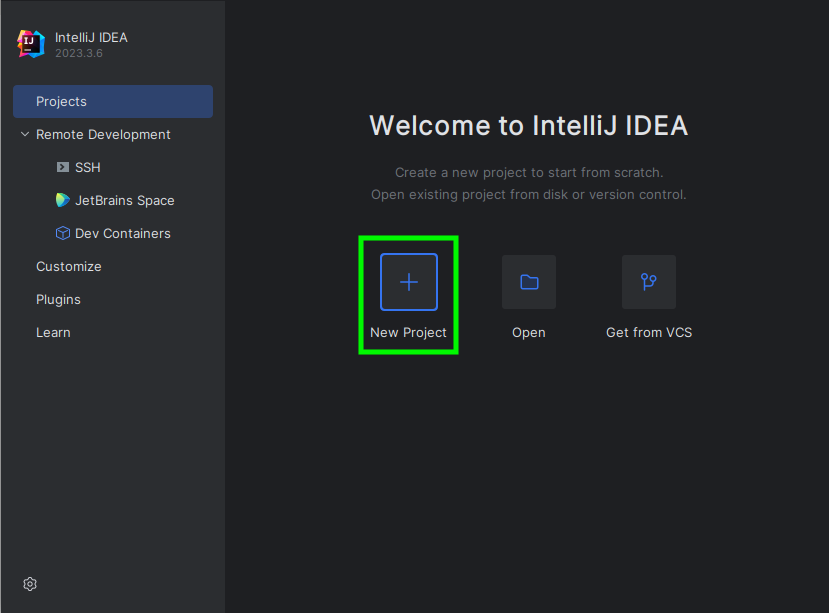 IntelliJ Welcome Window